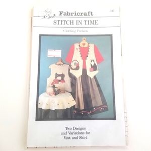 Vintage clothing pattern, two designs and variations for vest and skirt
